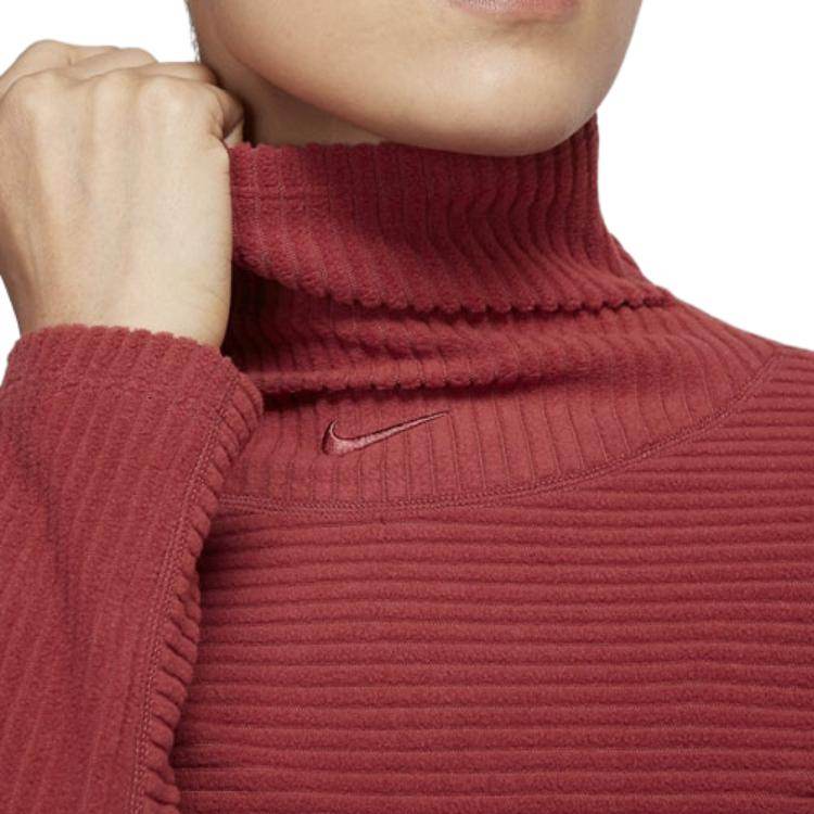 Nike сплошной логотип печатных высокой шеи пуловер с длинным рукавом трикотажные женские красный - Boxette Shop