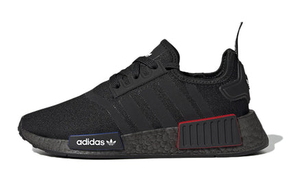 Adidas originals nmd_r1 refined j удобные износостойкие дышащие спортивные повседневные кроссовки черные подростковые