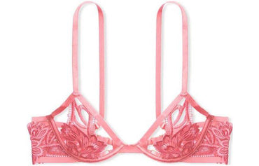Victoria's secret victoria's secret floral embroidery cutout unpadded bra women's coral pink - Boxette Shop