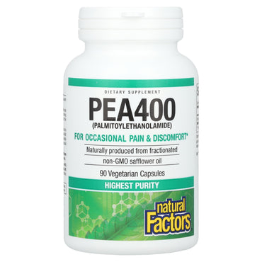БАД Natural Factors PEA400, пальмитоилэтаноламид, 400 мг, 90 капсул