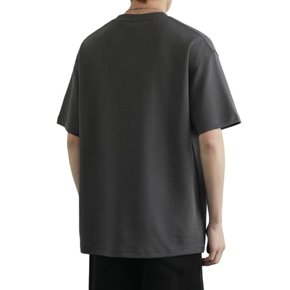 Hvga asosiy modellari eski pul uslubi yumshoq va qulay teri salqin tuyg'u yarim yengli pastki ko'ylak Amerika tekis rangli moda shaxsiyat trendi tasodifiy erkin qisqa qisma futbolkalar bir xil modellar bilan erkaklar va ayollar