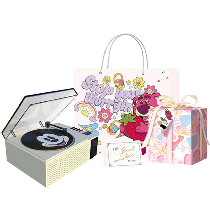 Disney retro vinil bluetooth dinamiki Hifi ovoz sifati led atrof-muhit yorug'ligi aylanadigan rekord ofis uyi aqlli AI soati ijodiy multfilm uslubidagi sovg'a to'plami