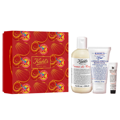 Kiehl's year of the dragon limited edition body care set увлажняющее молочко для тела 250 мл + крем для рук 75 мл + губная помада 15 мл