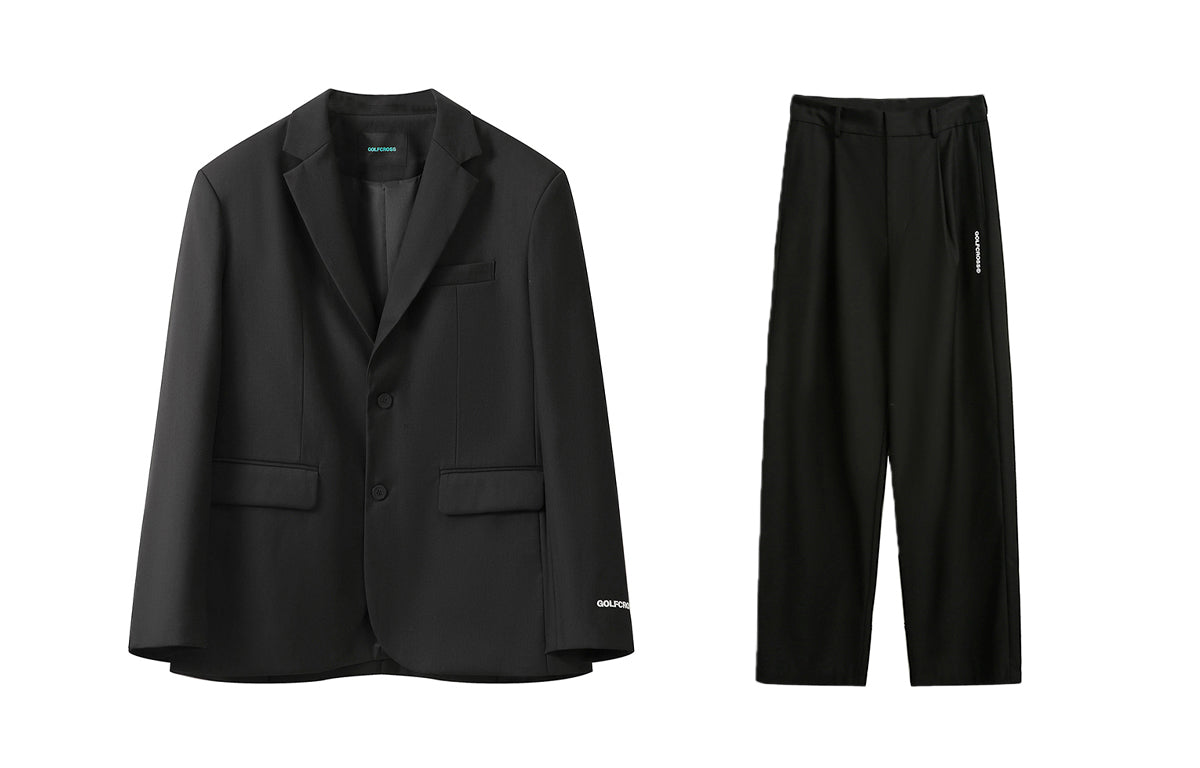 Golfcross sof rangli klassik harfli bosma asosiy oddiy bo'sh tasodifiy draped kostyum kostyum uniseks qora