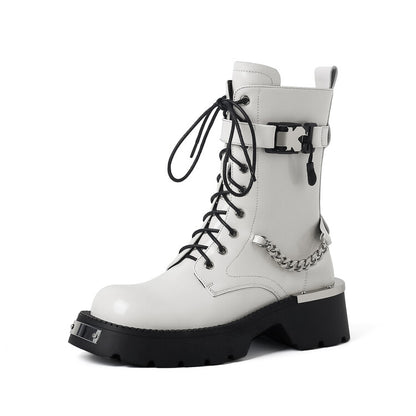 Balletcat коровьей кожи металлик личности моды сладкий прохладный небольшой короткие мартин сапоги женские