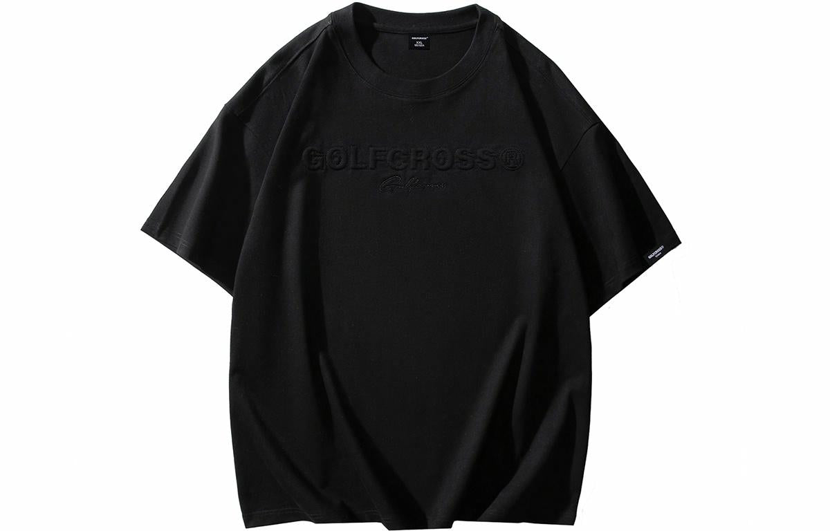 Golfkross harflari shimgichli bosilgan naqshinkor kashtado'zlik tasodifiy yumaloq bo'yinli yelkali qisqa yengli futbolkalar naqshli erkaklar va ayollar