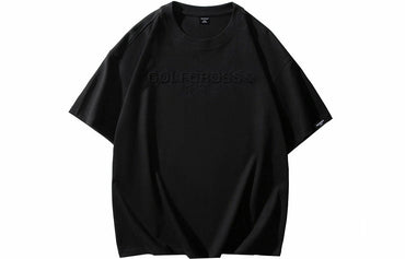 Golfkross harflari shimgichli bosilgan naqshinkor kashtado'zlik tasodifiy yumaloq bo'yinli yelkali qisqa yengli futbolkalar naqshli erkaklar va ayollar