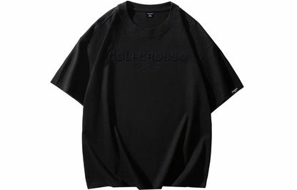 Golfkross harflari shimgichli bosilgan naqshinkor kashtado'zlik tasodifiy yumaloq bo'yinli yelkali qisqa yengli futbolkalar naqshli erkaklar va ayollar