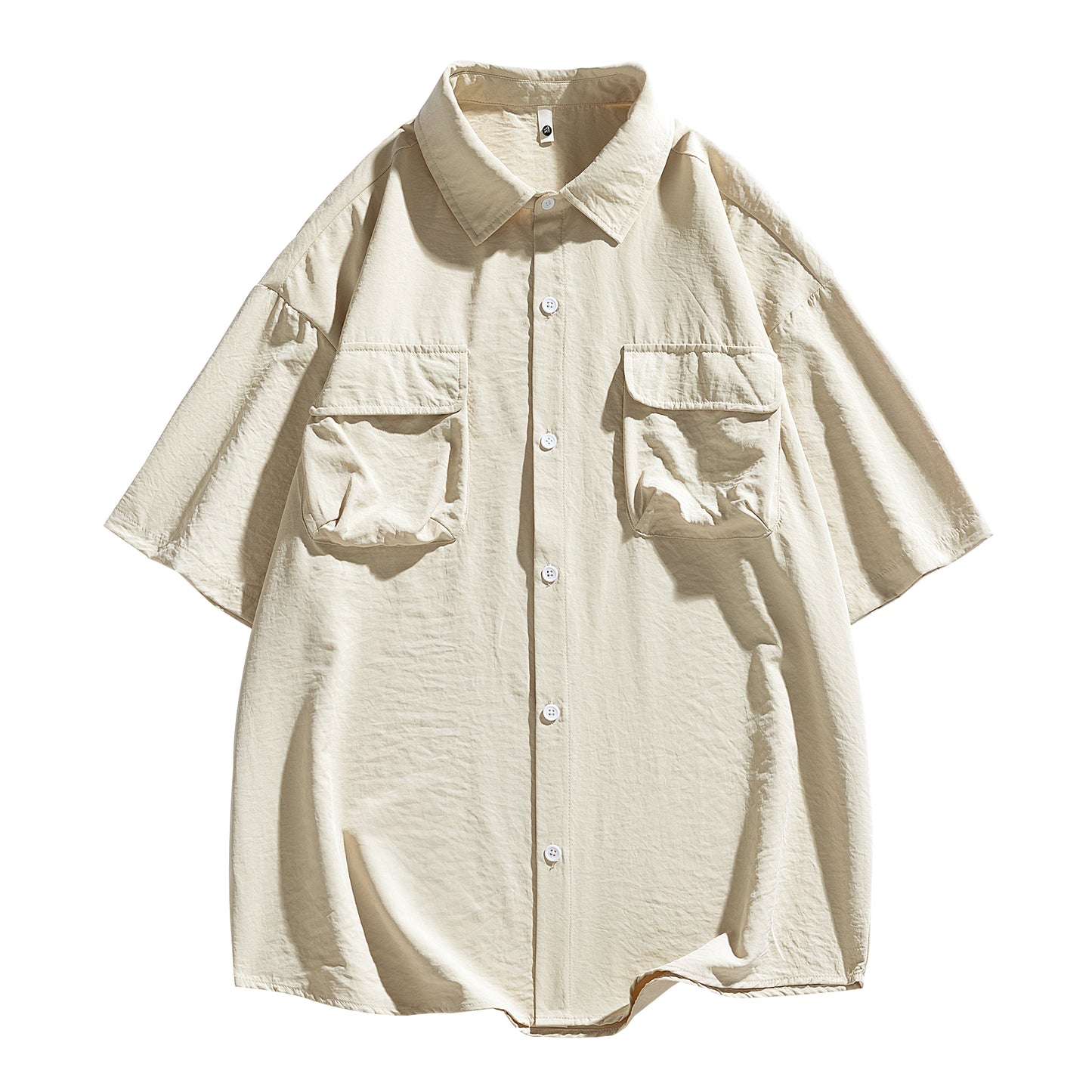 Igoi Amerika yuqori ko'chada qulay moda ish kiyimi nozik kesilgan tasodifiy ko'p qirrali tekis rangli oddiy bo'sh lapel qisqa yengli ko'ylaklar erkaklar va ayollar bir xil