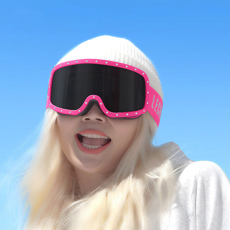 Lecage lecage алмаз снег очки национальная версия защита от солнца секс обертывание анти-туман анти-снег слепота анти-блик ветрозащитный мужчины и женщины с теми же моделями hd вентиляции столб поверхности открытый лыжный очки