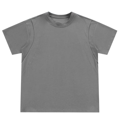 Paddy Julia bir xil rangdagi asosiy dekonstruksiya qilingan birlashma dizayn hissi yelkali bo'sh ko'p qirrali oddiy shamol qutisi versiyasi pastki qismdagi kalta yengli futbolka erkaklar va ayollar bir xil modellar