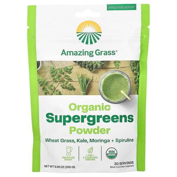 Пищевая добавка Amazing Grass, органический порошок из суперзелени, 150 г - Boxette Shop