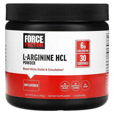 Спортивное питание Force Factor, L-аргинин 186 г (6,56 унции) - Boxette Shop