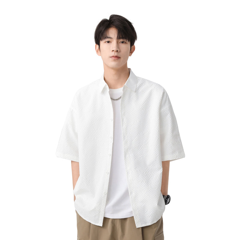 Igoi Amerika tekis rangli oddiy asosiy modellar bo'shashgan yagona ko'krakli teksturali yelkada erkin his qiluvchi oddiy yuzta tekis kalta yengli ko'ylaklar bir xil modeldagi erkaklar va ayollar