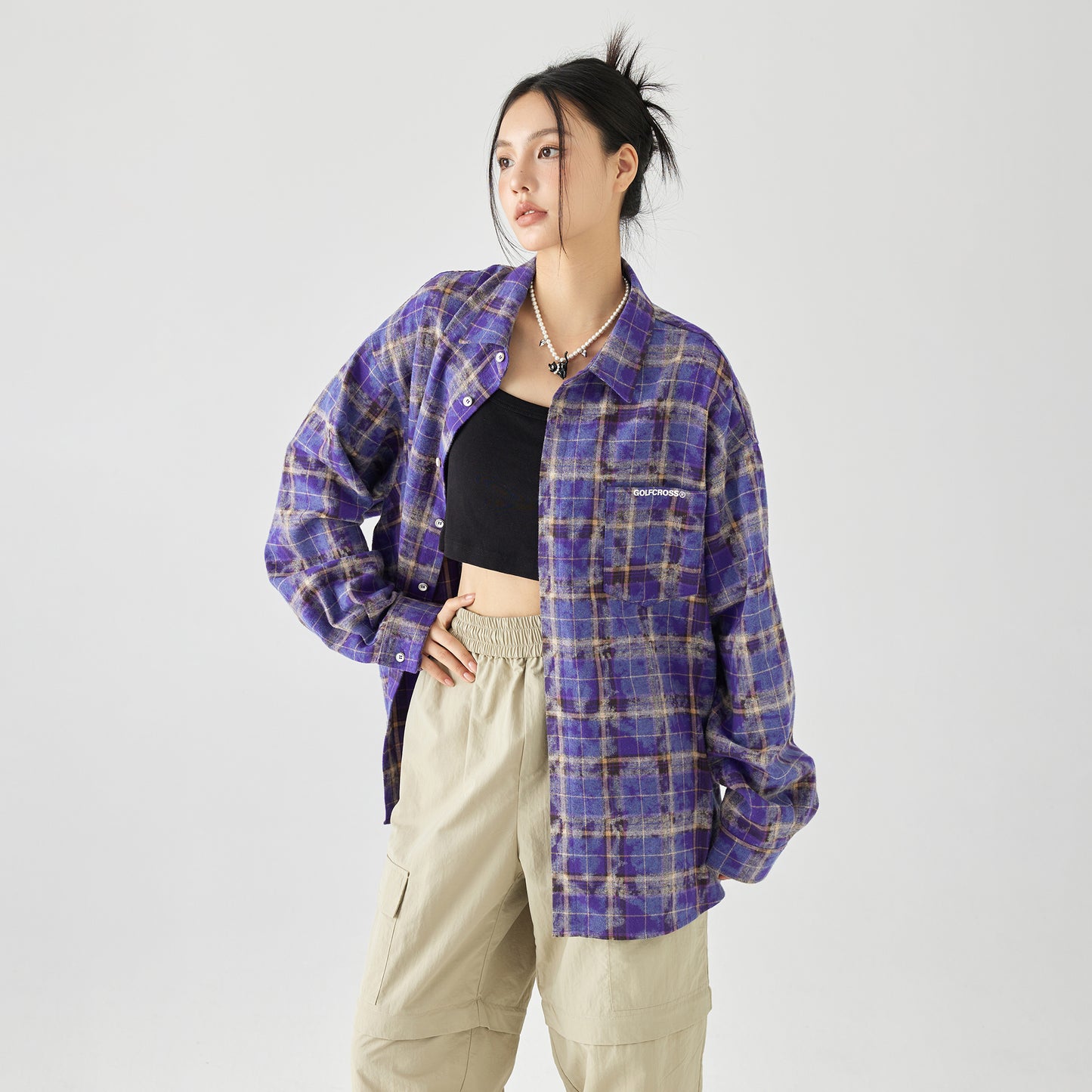 Golfkross Amerika retro to'qnashuvi tasodifiy yubka uzun yengli ko'ylak ko'ylagi juftlik modellari