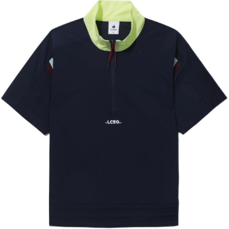 Ayollar uchun Le Coq Le Coq Sportif harflari rangli bloklangan qisqa yengli futbolka