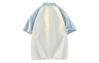 Paddy Julia Amerika ko'cha yo'l-yo'l harflari lapel kiritilgan yelka bo'sh tasodifiy sayohat qisqa yengli ko'ylak erkaklar va ayollar bir xil