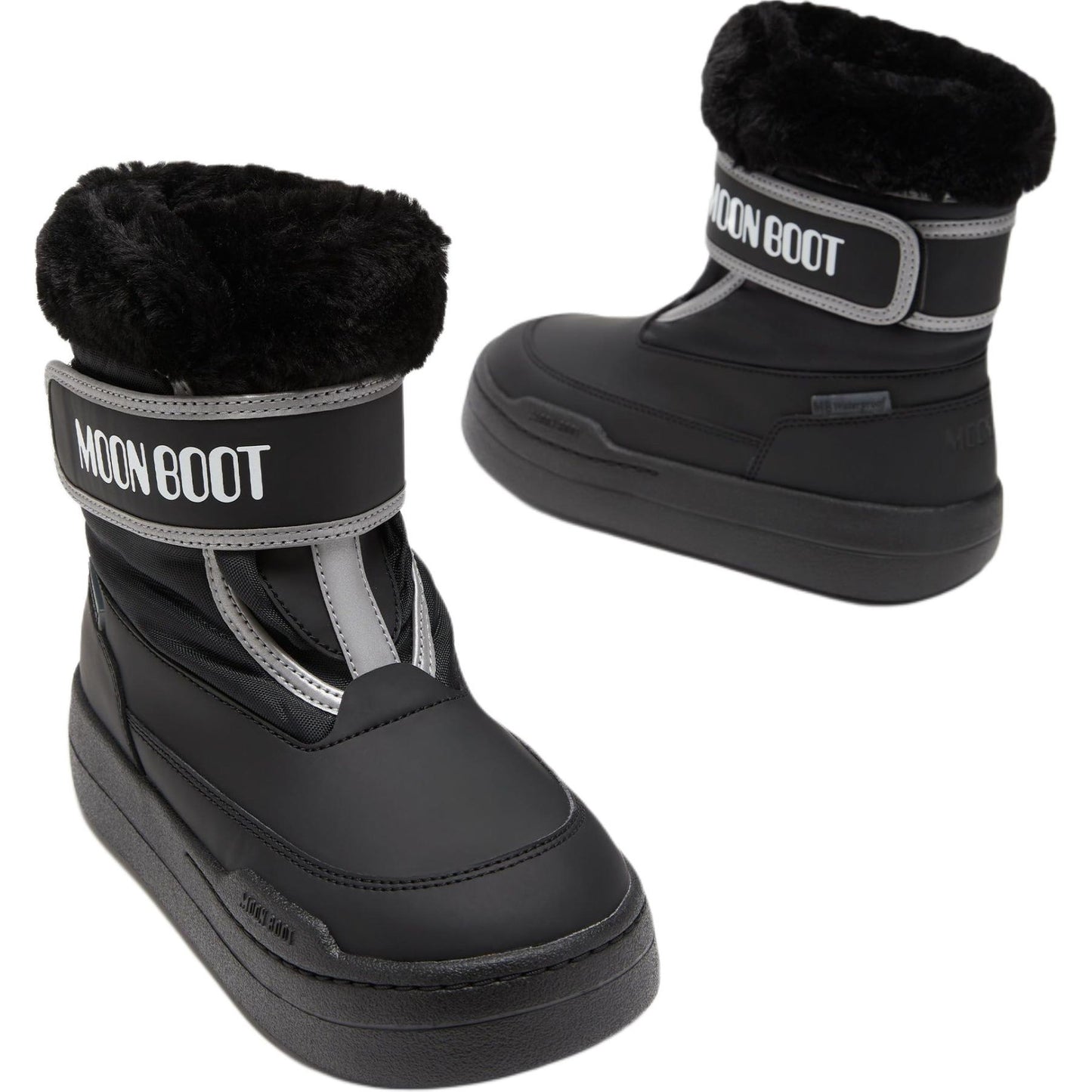 Moon boot round toe velcro high top kids' boots kids' black