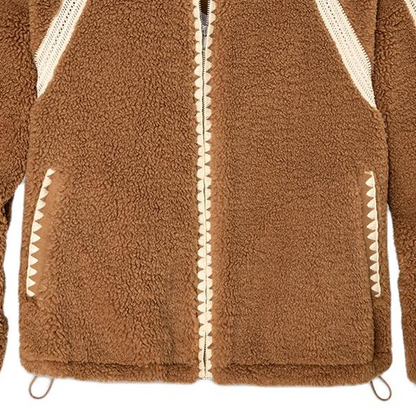 Ugg fw24 clashing stripes zip long sleeve jacket coat women's chestnut