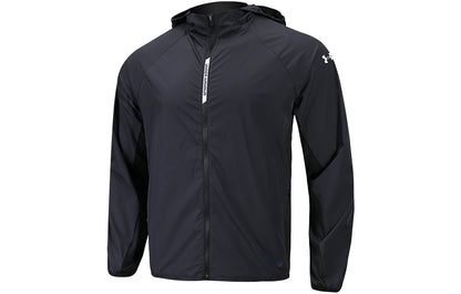 Under armour solid logo stretch sports woven jacket осенняя мужская куртка черного цвета