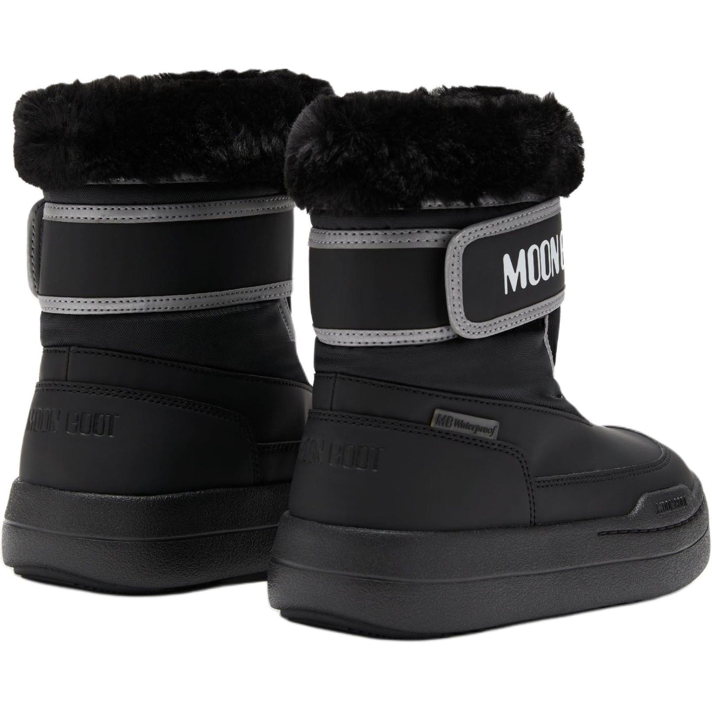 Moon boot round toe velcro high top kids' boots kids' black