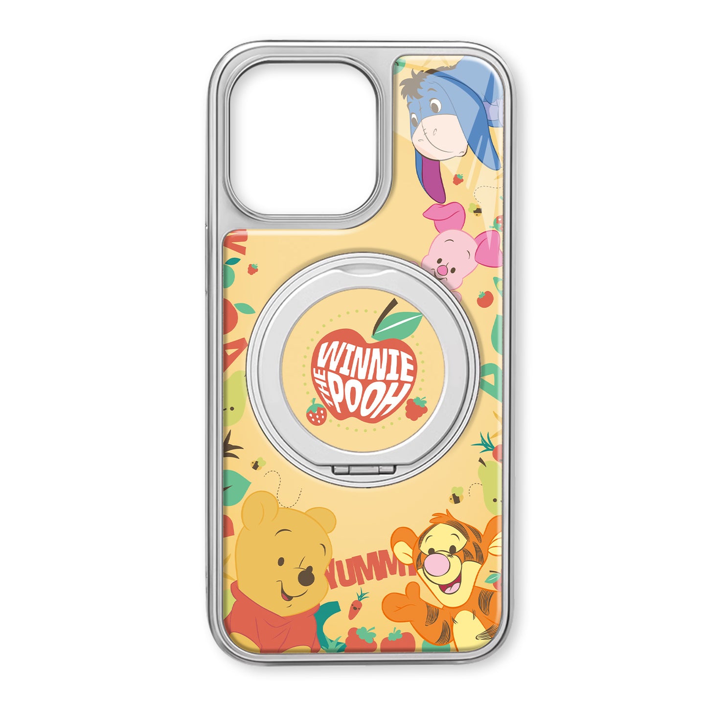 Disney ABS+Kompyuter materiali Yoqimli tolali ayiq Vinni Pux kengaytirilgan uglerod tolasi namunasi 360° aylanadigan stendli telefon qopqog'i Apple/Apple 16promax/15/14pro/max/iphone13/12/11