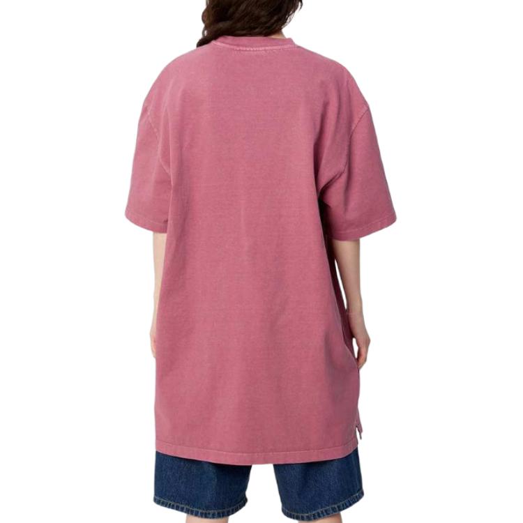 Carhartt wip logotipi ekipaj bo'yinbog'i bo'yinbog'li kalta yengli ayollar futbolkasi qizil