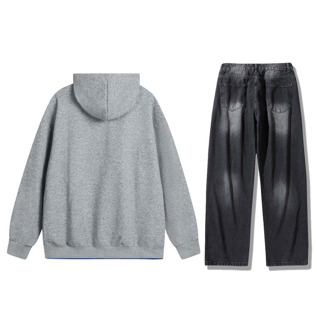 Anti-ofis shaharcha yangi yoshlar tasodifiy sayohat oddiy qulay sport kostyumi shamol trendi ko'p qirrali kozok yupqa tekis jinsi o'g'il ikki qismli kostyum kiyimi kuz va qishki erkaklar modellari