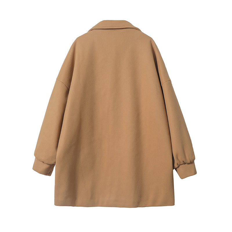 Eyeunderstand Amerikaning yuqori ma'noli retro bo'sh kostyum yoqasi, bir xil modelli erkaklar va ayollar uchun chiroyli ko'p qirrali o'rta uzunlikdagi tvid palto