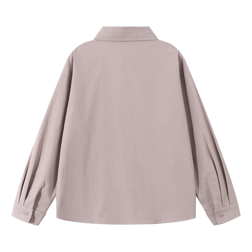 Pal ongaco pal ongaco Amerika retro jinssiz asosiy modellar harflar logotipi soxta kashtado'zlik o'simliklari gulli dizayn printlar oddiy lapel bo'shashmasdan qulay yelkalar paxta uzun yengli erkaklar va ayollar uchun ko'ylaklar