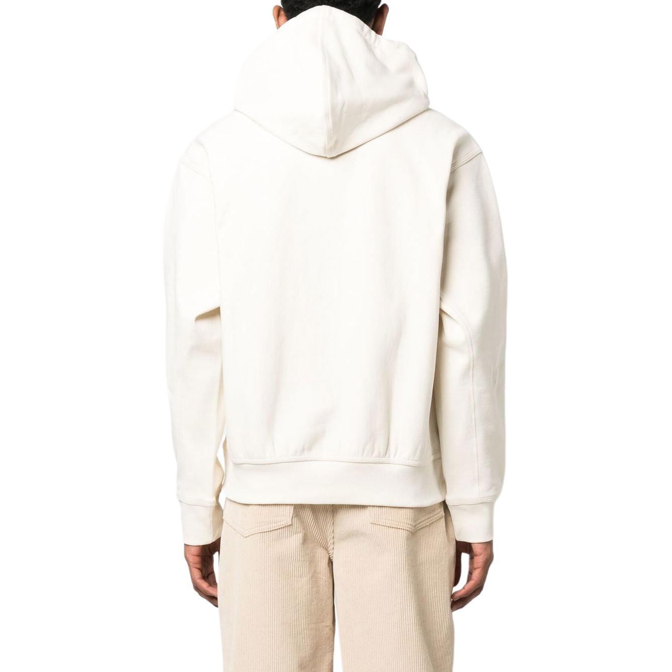 Carhartt logotipi naqshli paxta kanguru cho'ntak qalpoqli kozok uniseks bej