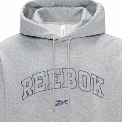 Reebok logotipi bosma qalpoqli uzun yengli kozok uniseks o'rta kanopli kulrang
