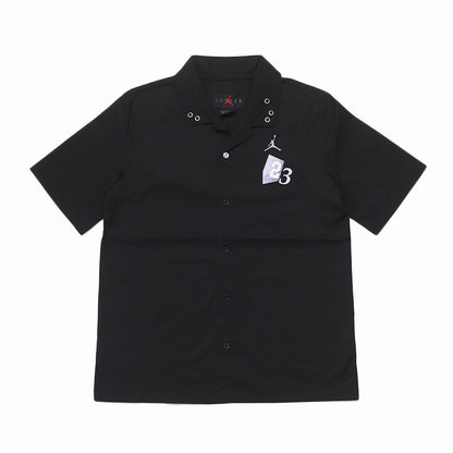 Iordaniya modasi sport uslubi tugmasi bo'sh qisqa yengli ko'ylak ayollar qora