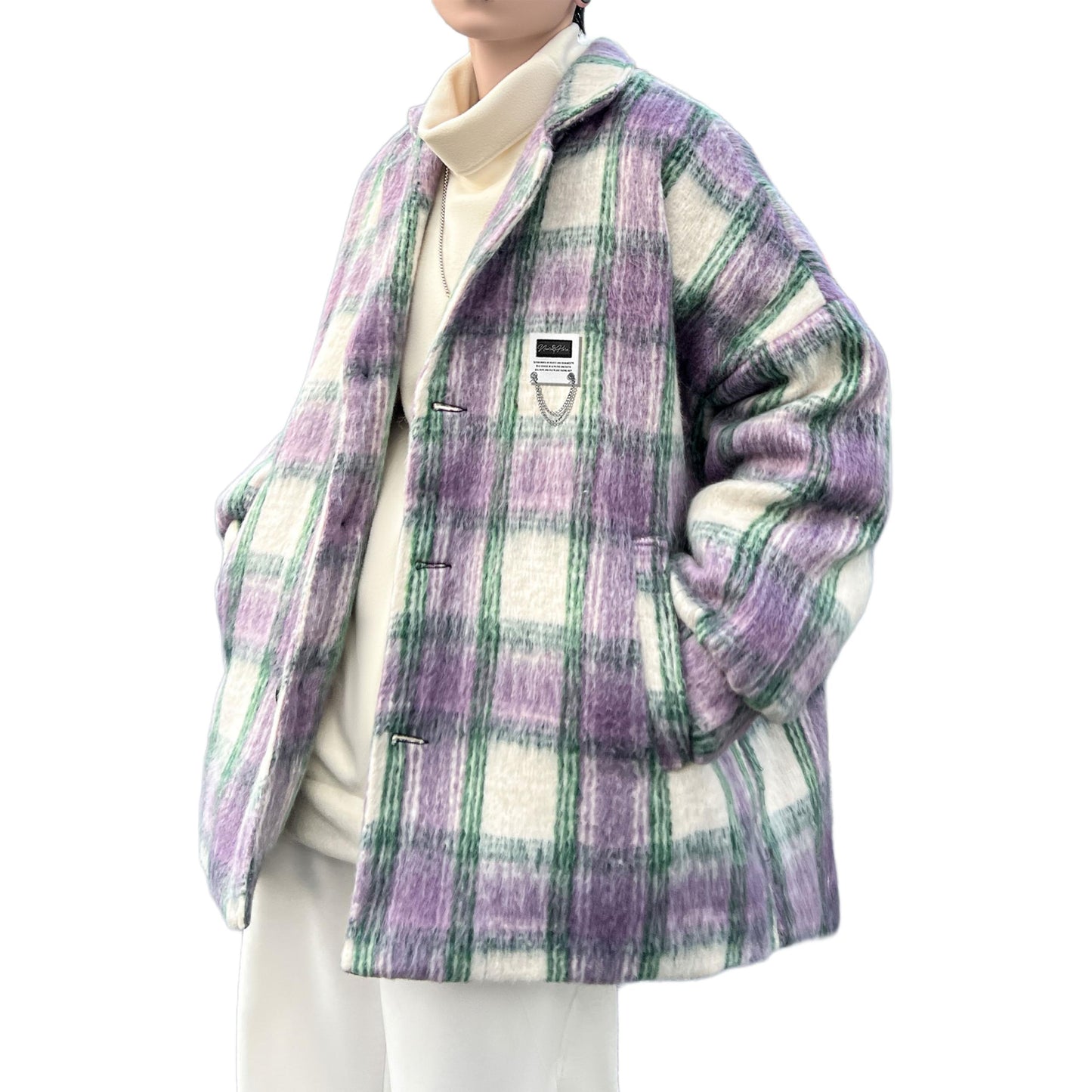 Tvid plashli koreys kurtkasi bu yerga yaqin Amerika retro yuqori ko'cha trendi bo'shashmasdan qulay uchuvchi murabbiyi bir ko'krakli katta qalinlashgan uzun yengli kurtka yuqori tasodifiy sayohat dangasa shamol ochiq sport oddiy ko'p qirrali palto m