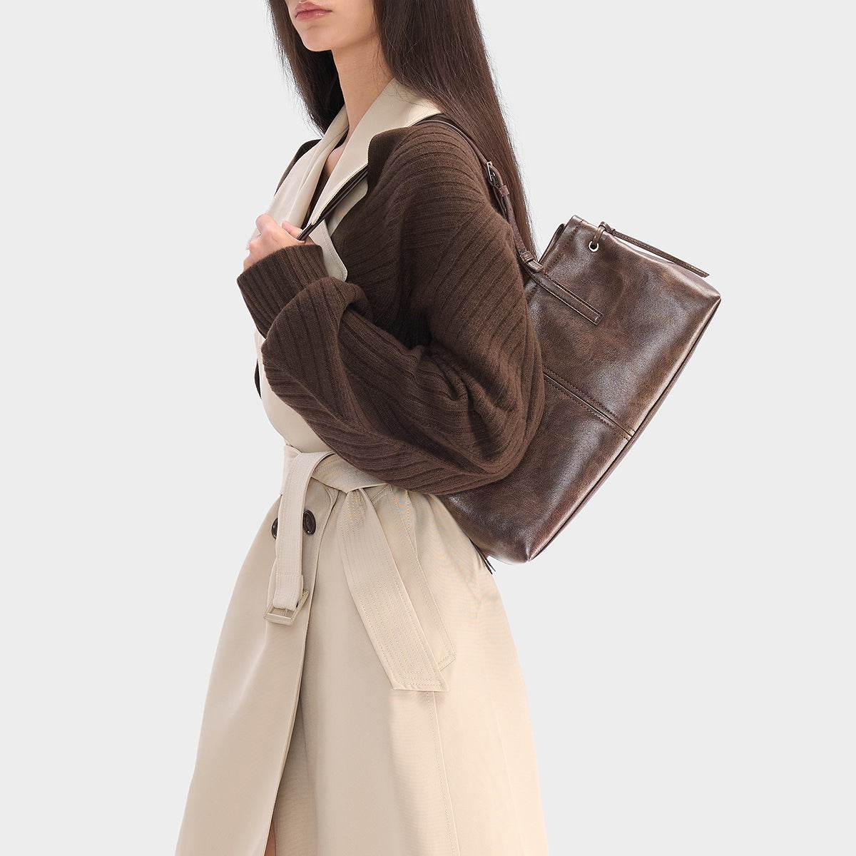 Сумка женская Charles&Keith Distressed Coffee Noir - Boxette Shop