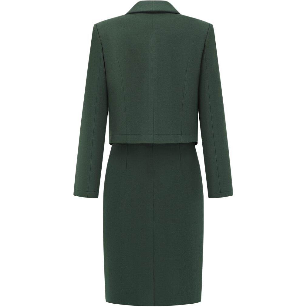 Bir soyali kichkina parfyum uslubidagi kostyum yuz bilan to'qnashuv rangli liboslar keksa hissiyotli yubka kostyumi ayol to'q yashil