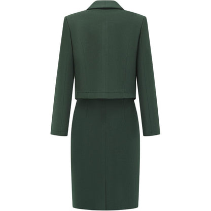 Bir soyali kichkina parfyum uslubidagi kostyum yuz bilan to'qnashuv rangli liboslar keksa hissiyotli yubka kostyumi ayol to'q yashil