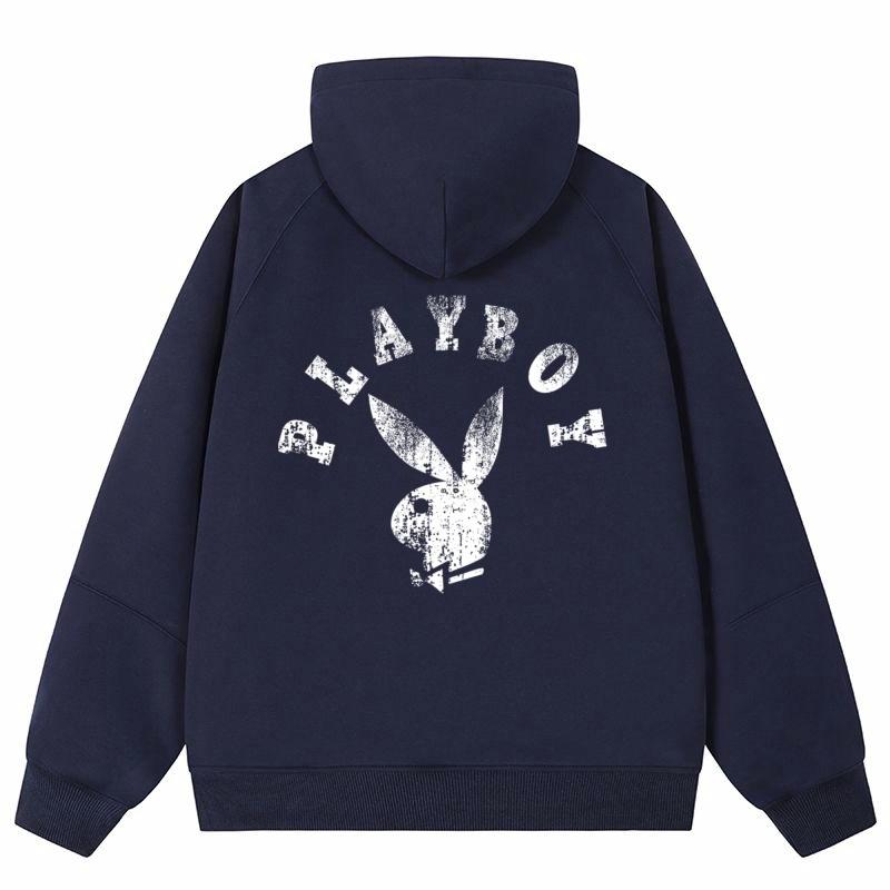 Playboy chiziqli kapshonli erkaklar sport kurtkasi