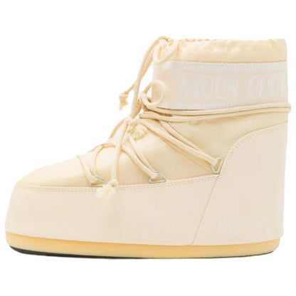 Moon boot icon tube cross lace round toe short snow boots unisex ivory