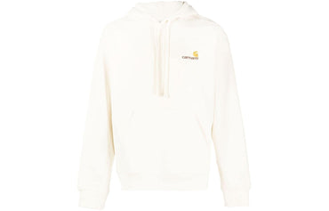 Carhartt logotipi naqshli paxta kanguru cho'ntak qalpoqli kozok uniseks bej