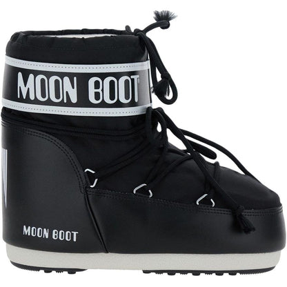Moon boot icon round toe lace up high top children's snow boots black children's