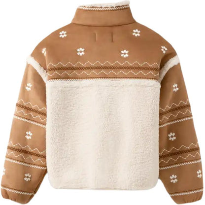 Ugg colour block collar zip long sleeve jacket women's chestnut