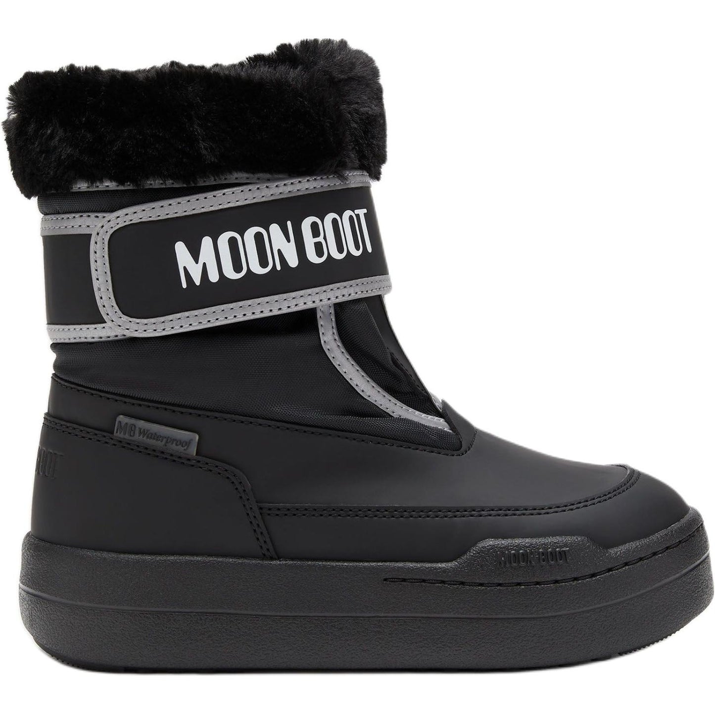 Moon boot round toe velcro high top kids' boots kids' black