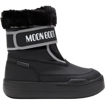 Moon boot round toe velcro high top kids' boots kids' black