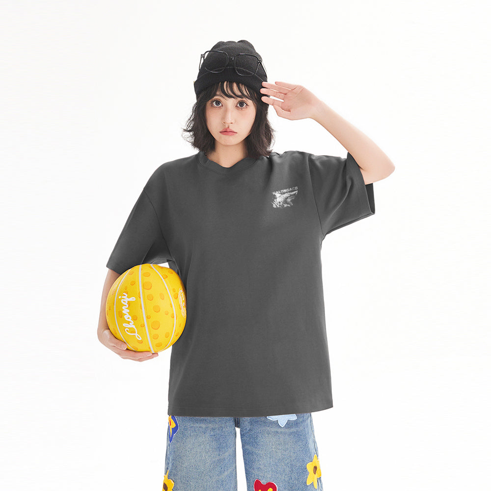 Pal ongaco amerikalik gangster chiroyli shark harflari bosma sayohat universal niche genderless tide bo'sh ekipaj bo'yinli qisqa yengli futbolka erkaklar va ayollar bir xil