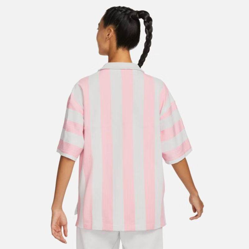 Nike colour block stripe casual printed short sleeve drop sleeve t-shirt women's pink - Boxette Shop