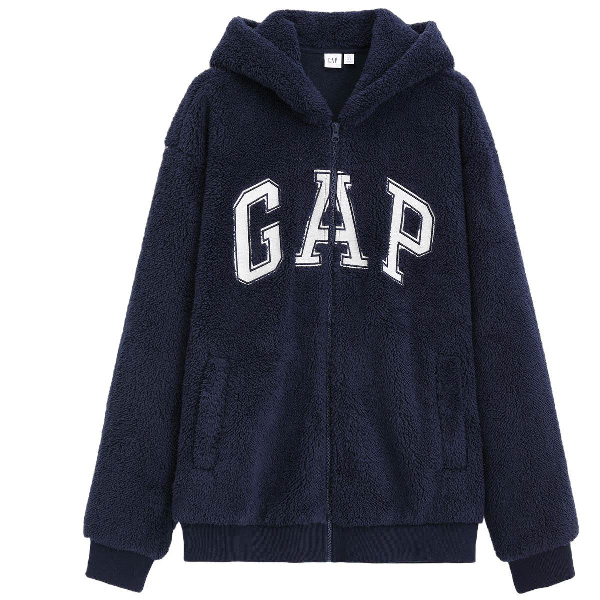 Gap осенью и зимой вышитый логотип плюшевые капюшоном теплые толстые пальто свитер мужчин и женщин с тем же пунктом - Boxette Shop