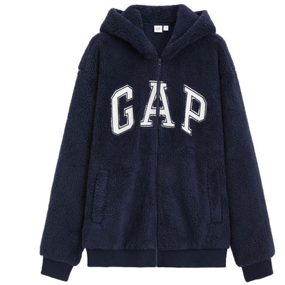 Gap осенью и зимой вышитый логотип плюшевые капюшоном теплые толстые пальто свитер мужчин и женщин с тем же пунктом - Boxette Shop