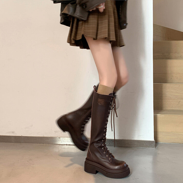 Balletcat cowhide rub colour knight boots vintage niche design casual comfort tall boots 6cm women's