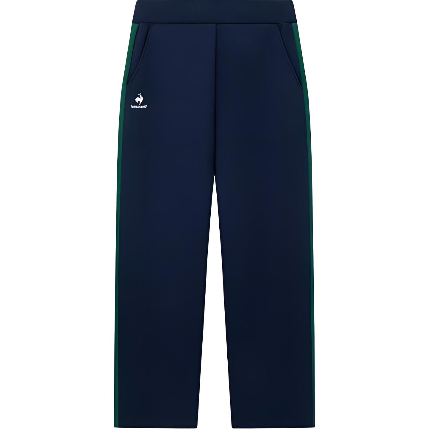 To'q ko'k rangli ayollar uchun Le coq sportif yumshoq teriga mos trikotaj shim.